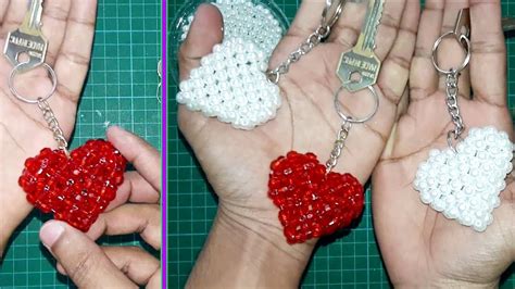 beaded heart keychain